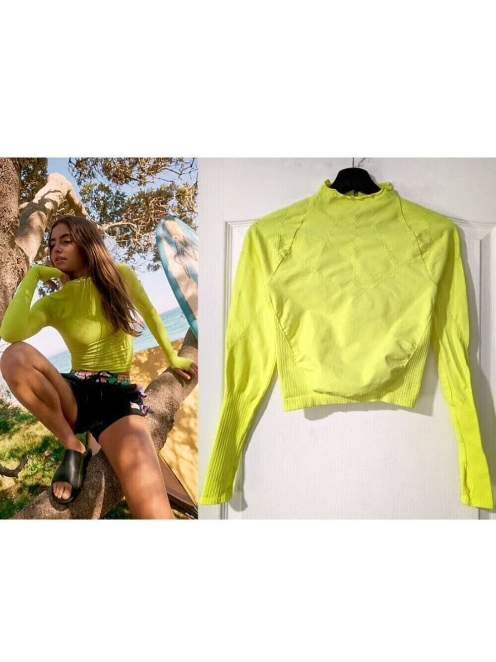 NEW Free People | Good Karma High-Neck Layer In Fluorescent Yellow